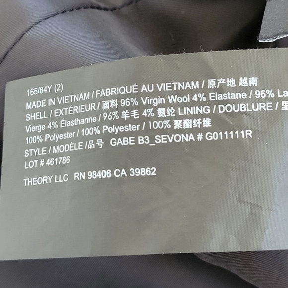 Theory Black Gabe B Jacket Virgin Wool Pant Suit Sz 2 - Picture 12 of 12